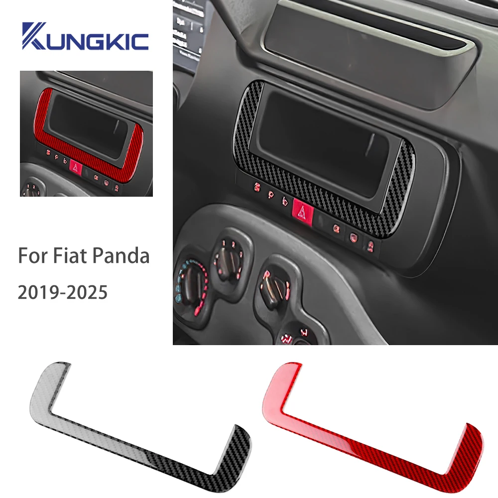 Real Soft Carbon Fiber Sticker For Fiat Panda 2013-2019 2020 2021 2022 2023 2024 2025 LHD RHD Car Central Control Screen Trim