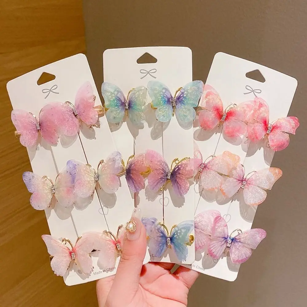 6PCS Fashion Colorful Butterfly Hairpins Sweet Hair Clips Barrettes Women Girls Hair Ornament Headwear Hair Styling Accessories