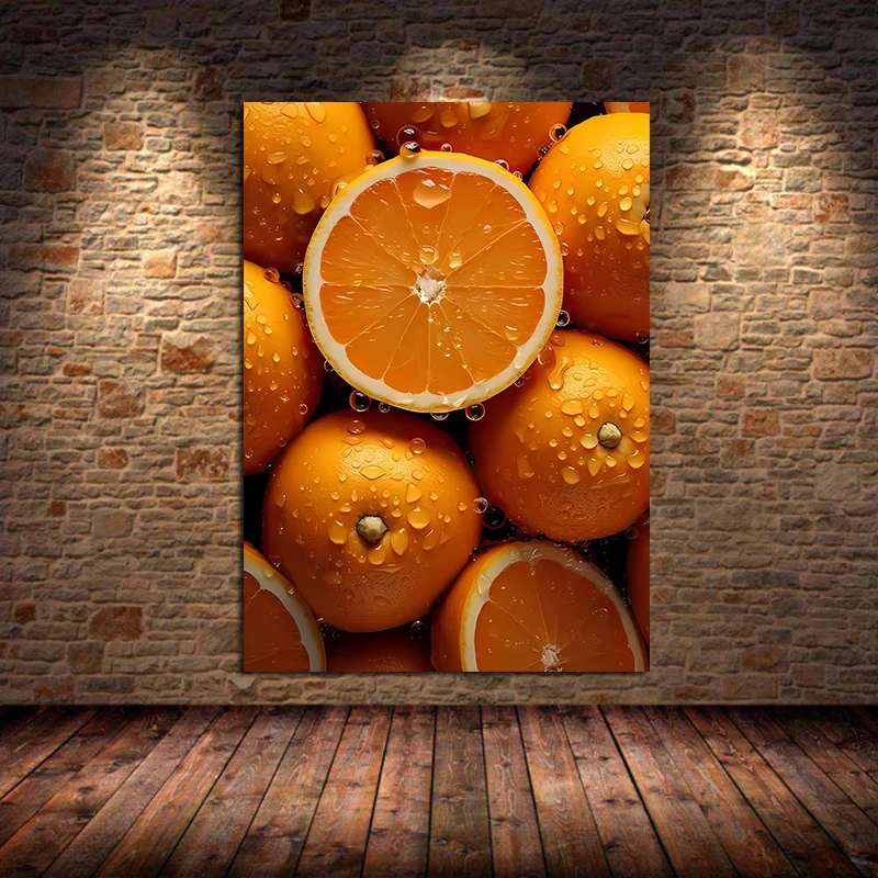 Food Fruit Series Orange Peppers Strawberry Apple Kiwi Art Poster Canvas Painting Wall Prints Picture for Kitchen Home Decor