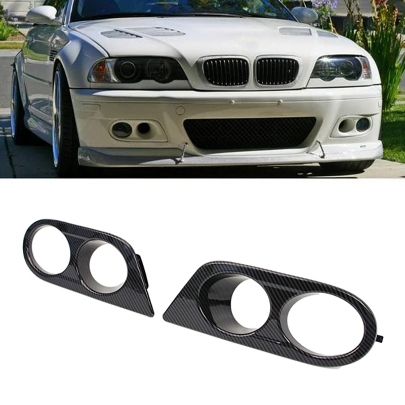 New-Fog Light Cover Carbon Fiber For BMW E46 M3 2001-2006 Fog Lights Cover Grill Frame Surrounds Air Duct Fog Lamp Hood