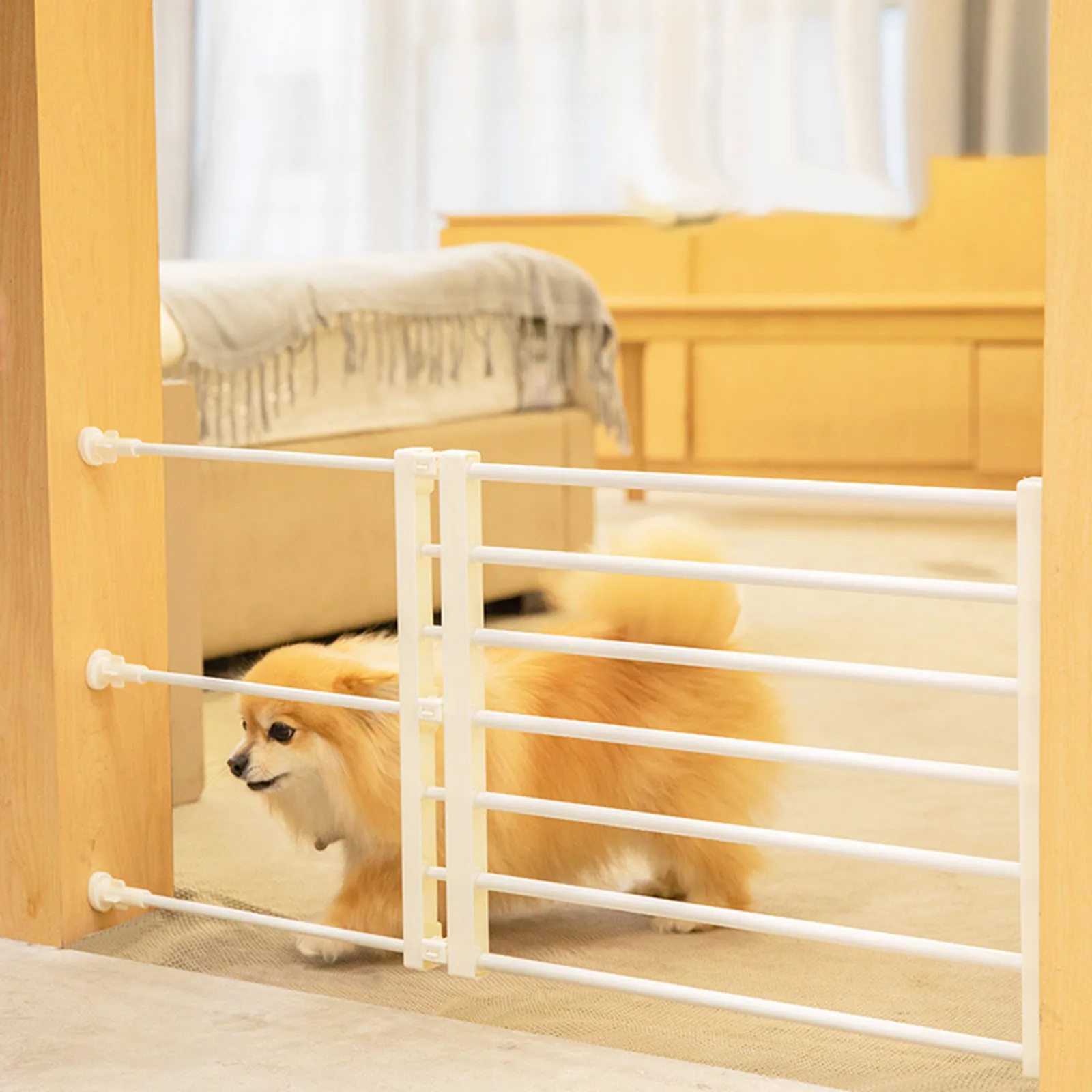 Portable Retractable Pet Dog Gate Adjustable Pets Barrier Separation Guard Fence Stair Gate for Patio Lawn Garden Stairways Door