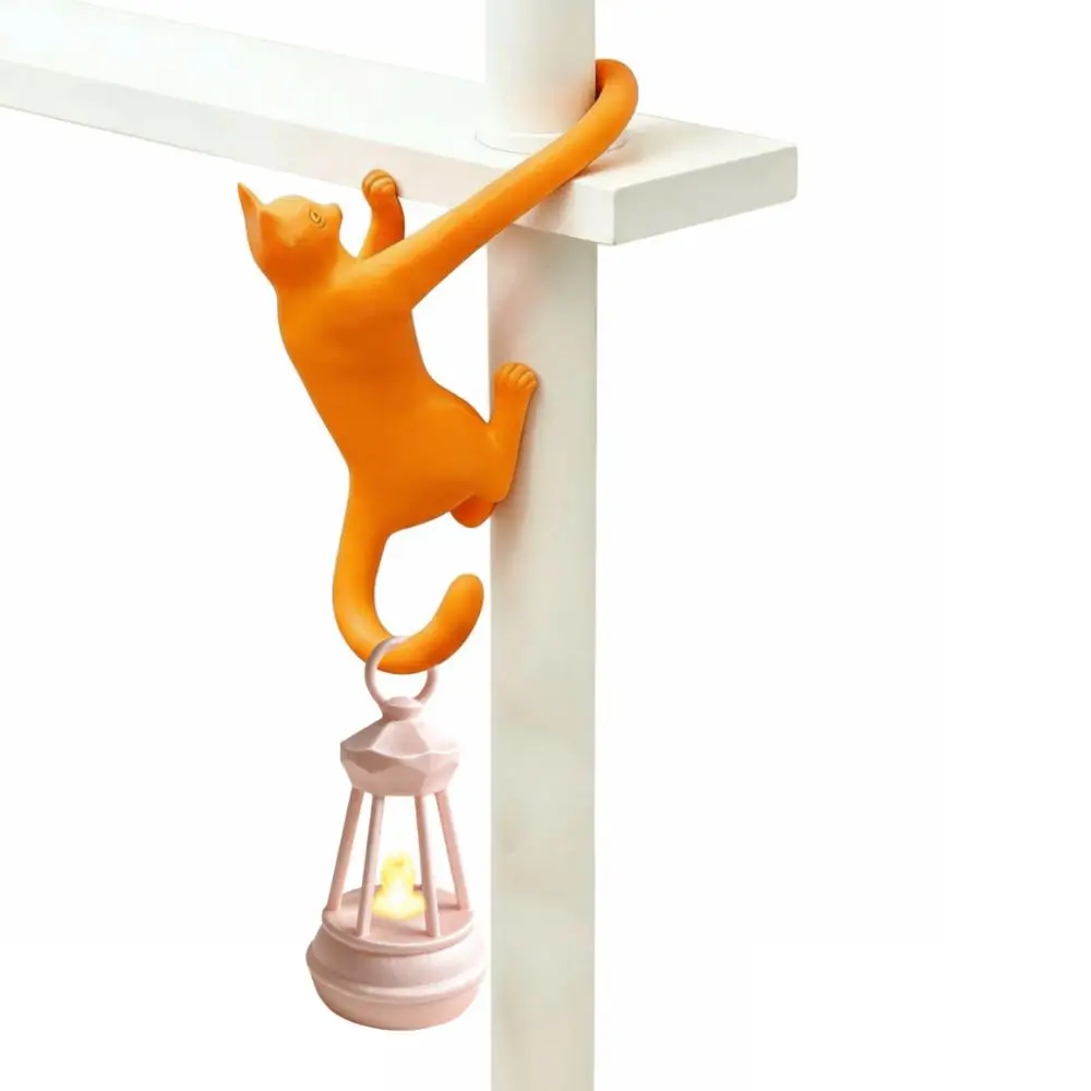 Storage Rack Cat Hanging Cat Night Light Lantern Cute Cat Hook Lamp 3D Creative Mini Lantern Cat Decor Bookshelf