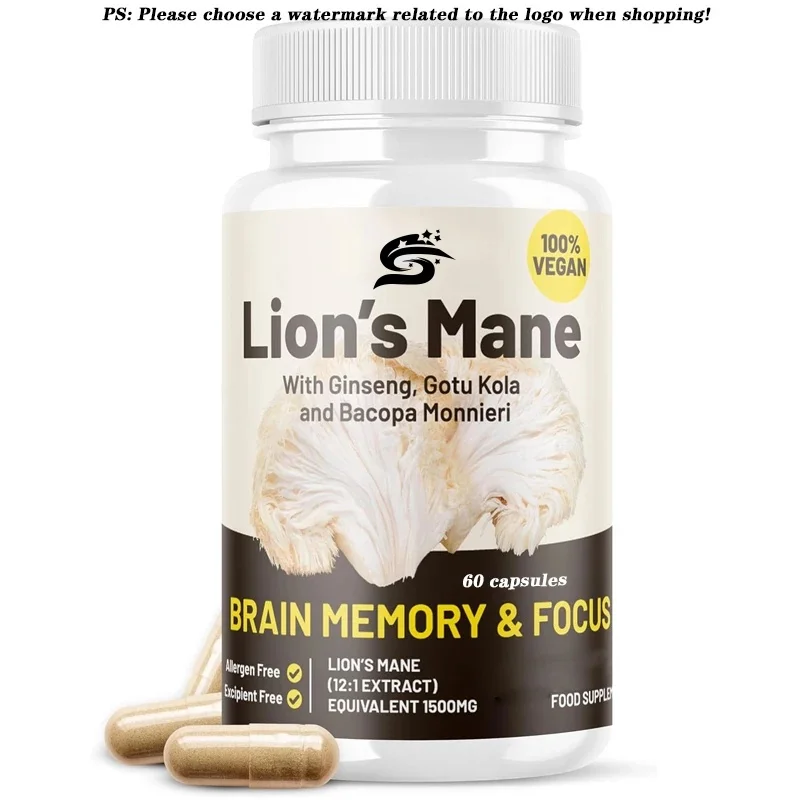 Lions Mane Supplement, Lion Mane Mushroom Extract Capsules -60 Capsules Of Portulaca Oleracea, Snow Grass, Ginseng Capsules