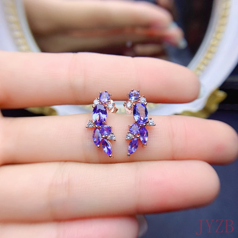 Temperament senior Tanzanite earrings female 2022 new niche design sense sterling silver earrings