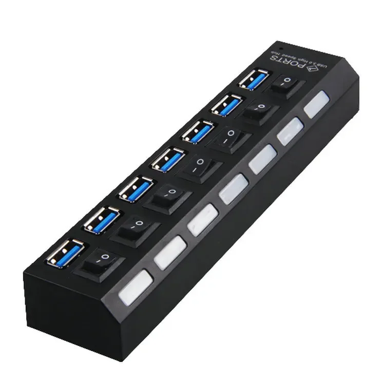 USB Hub 2.0 Multi USB Port 7 Ports Hub USB High Speed Hab Adapter with On/off Switch USB Splitter for PC Computer