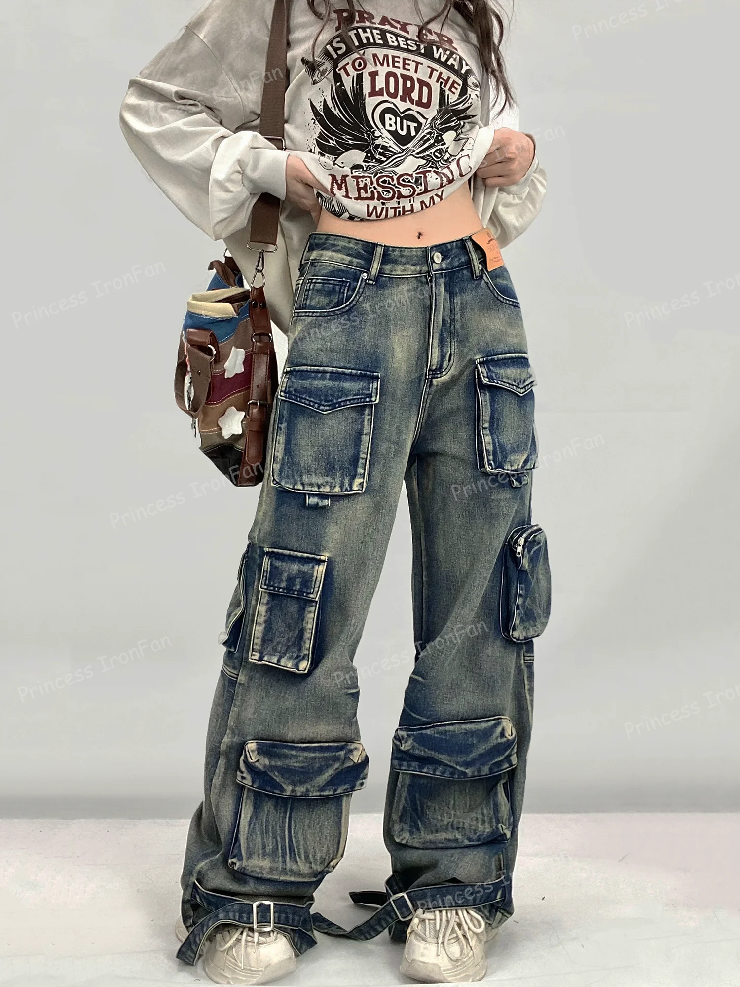 2024 Women Fall y2k 90s Vintage style Baggy Jeans Scene Streetwear Trashy Fashion Pants Grunge Clothes 2000s Japanese Harajuku