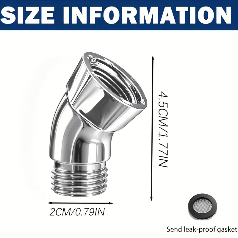 Plastic Shower Head Angle Swivel Adapter, 1/2 Inch Universal Adjustable Connector for Standard Shower Heads