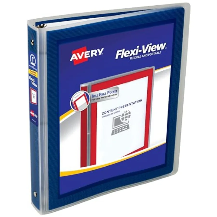 

Flexi-View 3 Ring Binder, 1 Inch Round Rings, 1 Navy Blue Binder