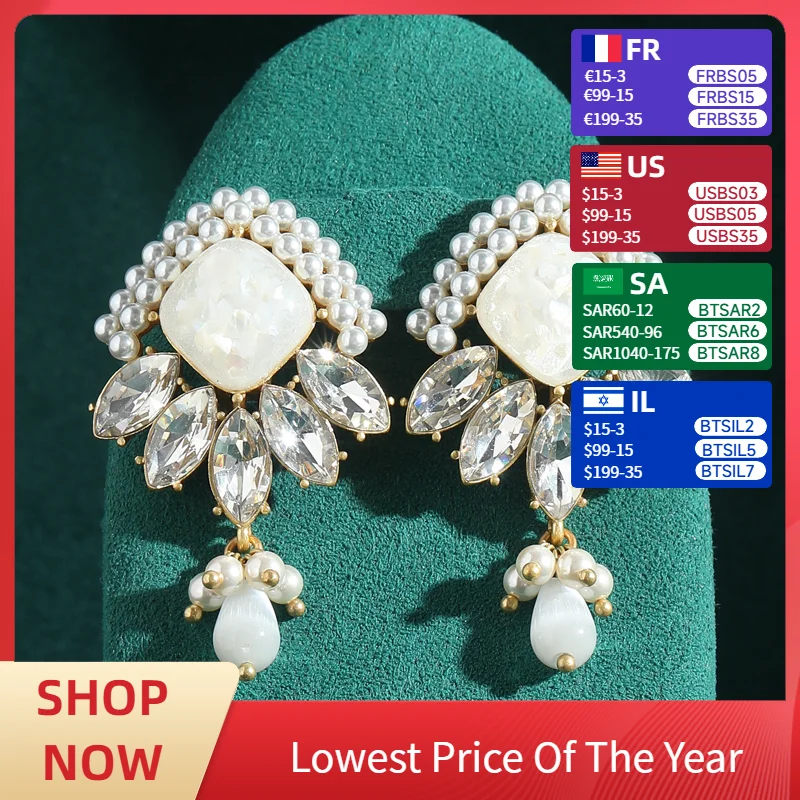 

Vintage White Crystal Opal Earrings Horse Eye Pearl Freshwater Charm Luxury Designer Jewelry Accessories For Woman 2025 Trends
