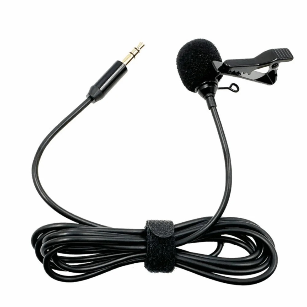 Interview 3.5mm Lavalier Microphone 4.9FT Cable Length Ultra Low Profile Lapel Microphone Clip On Microphone Voice Recording