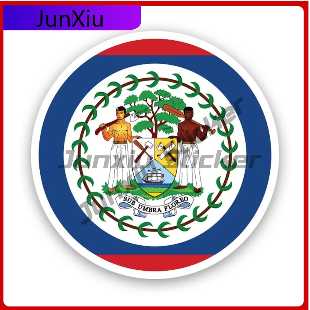 

Round Belizean Flag Stickerwaterproof Outdoor Decalsbelize Funny Car Waterproof Vinyl Decal For Door Trim Creative Decor Fun