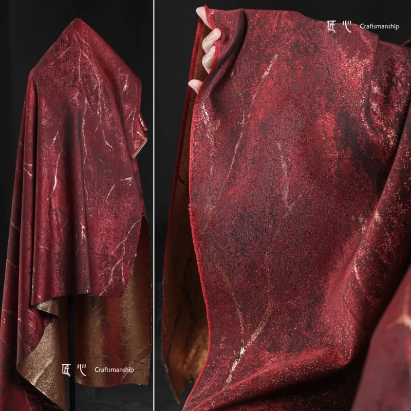 

Красная трещина, позолоченная ретро тканая золотая жаккардовая ткань для китайской куртки ханьфу, дизайнерская ткань для одежды, шитье по метрам