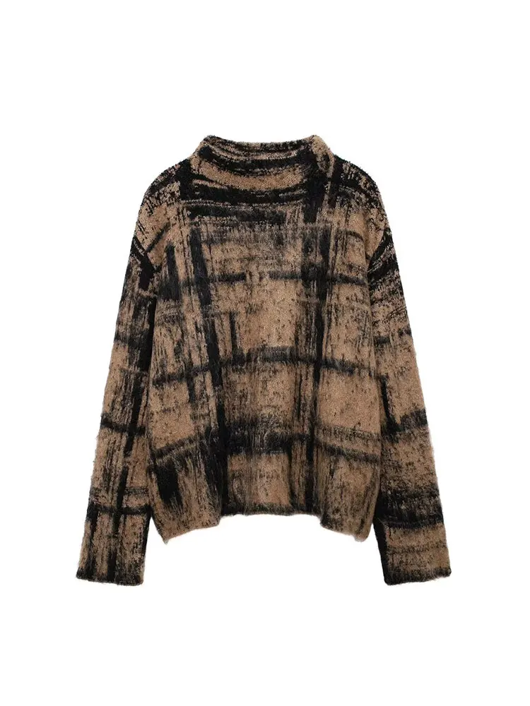 ONKOGENE 2024 Herbst Gestrickte Midi Rock Sets Für Frauen Mode Plaid Jacquard Pullover frauen Anzug Casual Frauen 2 stück Set