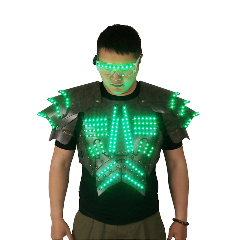 Imagem -06 - Traje de Armadura Fluorescente para Homens Óculos para Iluminação de Palco Festa Noturna Adereços Atmosfera Show de Halloween Novo