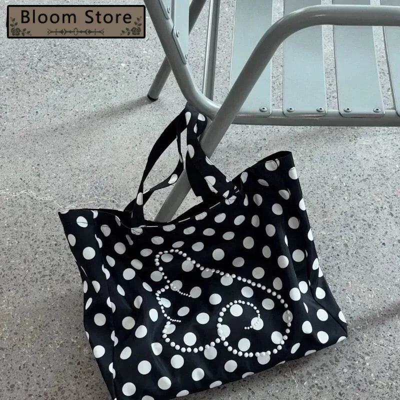 

Korean Ins Dots Wings Beading Women's Handbags All Match Office Lady Y2k Aesthetic Shoulder Bags Chic Casual Simple Underarm Bag