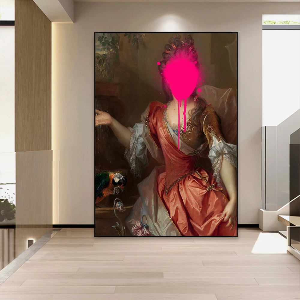 Retro Renaissance Art Poster Classical Altered Art Woman Wall Art Prints Banksy Graffiti Canvas Painting Home Living Room Decor