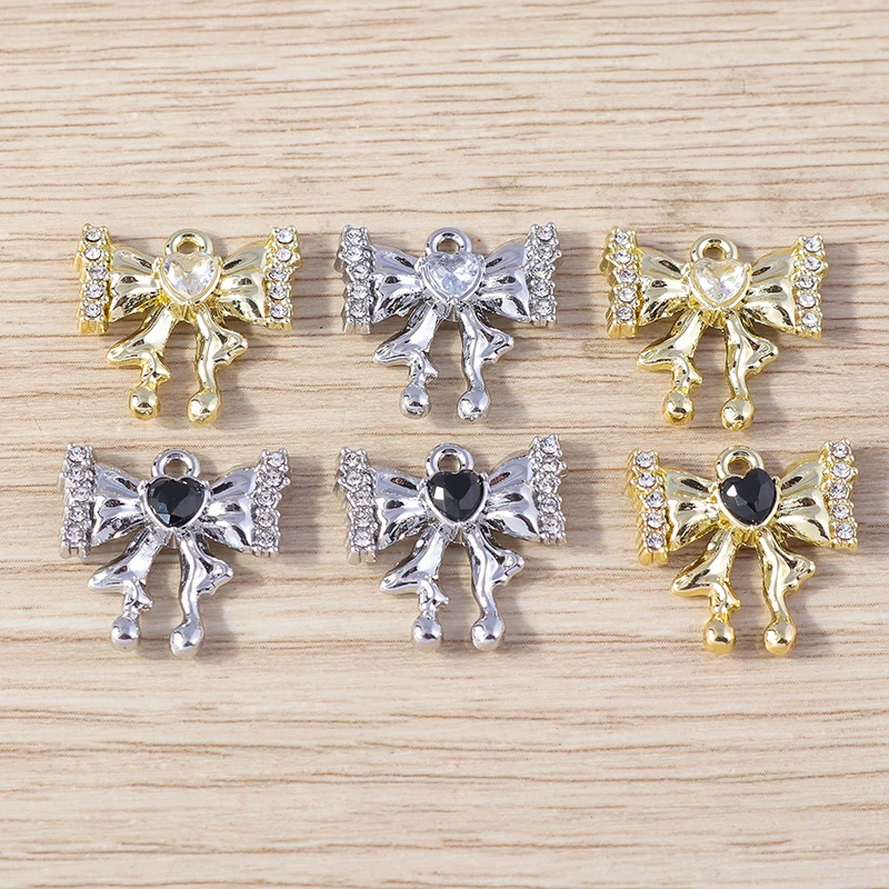 Tusember 4 Stück Metall-Bogenanhänger mit Schleife für die Schmuckherstellung, Ohrringe, Halsketten, Armbänder, Zubehör, DIY-Bastelbedarf – Detail 2