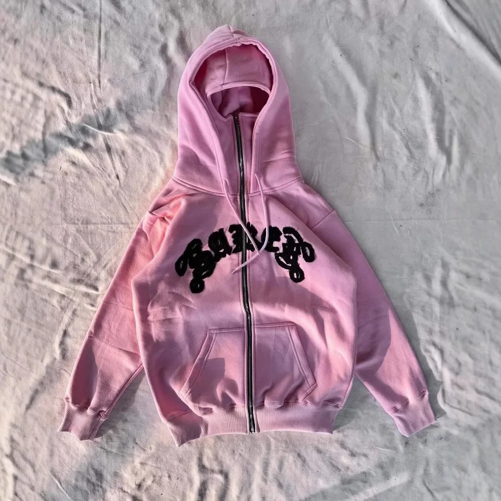 

2025 American Style New Hoodie Y2K Letter Print Casual Trend Couple Style Double Hat Design Jacket Top Female Clothing