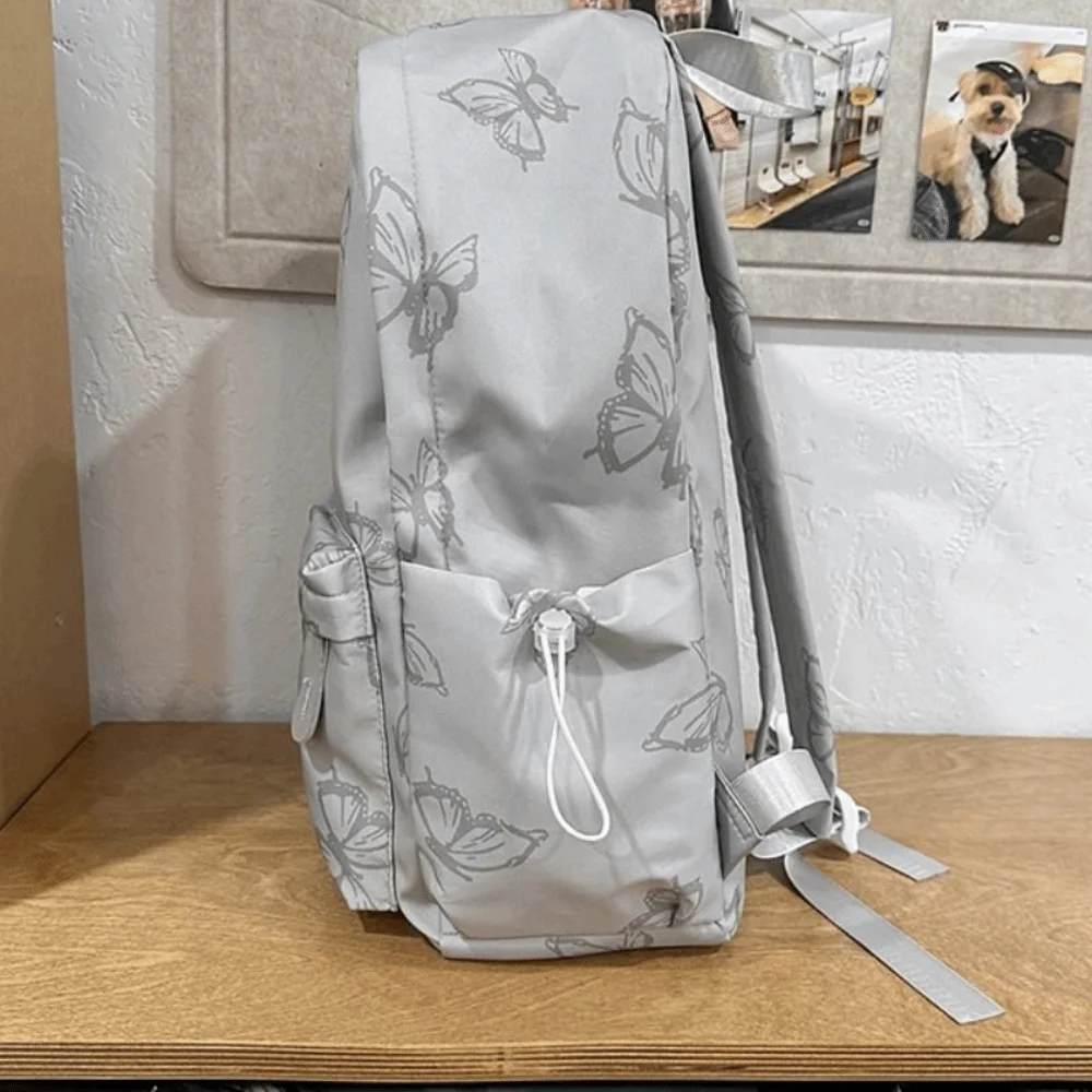 حقيبة ظهر مبتكرة صغيرة على شكل فراشة على الطراز الكوري حقيبة يد بسحاب حقيبة كتف بلون سادة حقيبة ظهر رياضية كاجوال للسفر