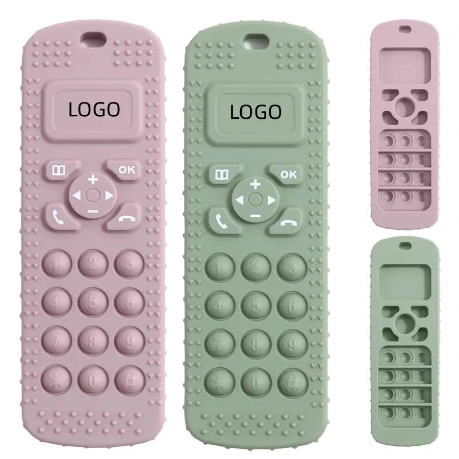 Free Personalized Name BPA Free Silicone TV Remote Control Shape Teethers Baby Teething Toy kids Sensory Educational Baby items