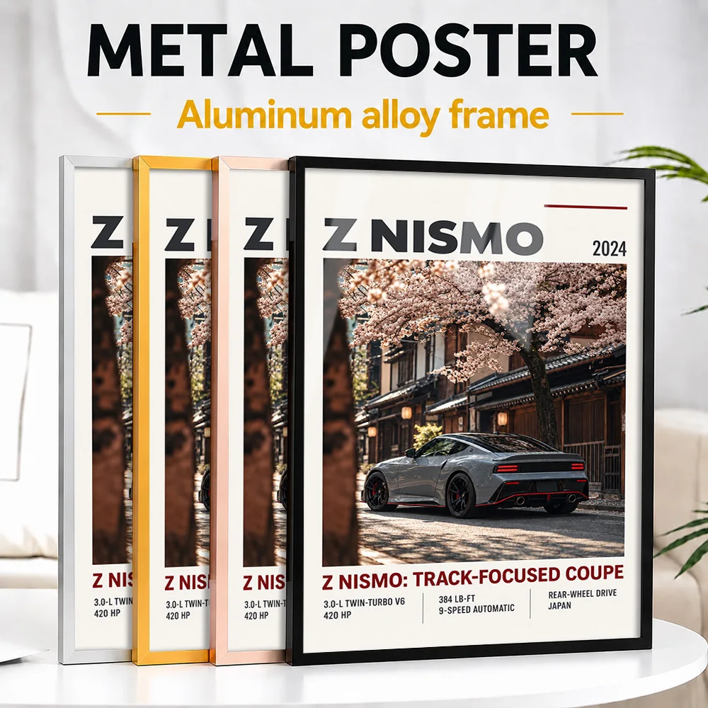Japanese Z NISMO Stealth Grey With Super Black Roof Sports Car Framed Metal Poster Personalized Speed Wall Art Ideal For Garage