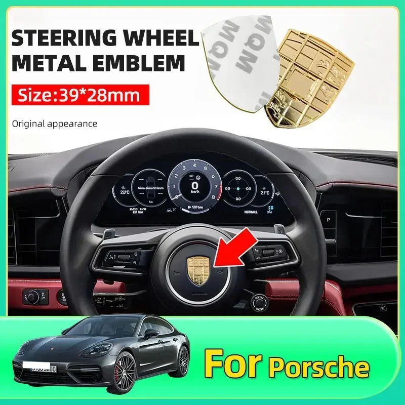 

39mm*28mm 3D Metal Emblem Sticker car steering wheel badge logo for Panamera Cayman Macan Cayenne Boxster Carrera 911 718 4 S