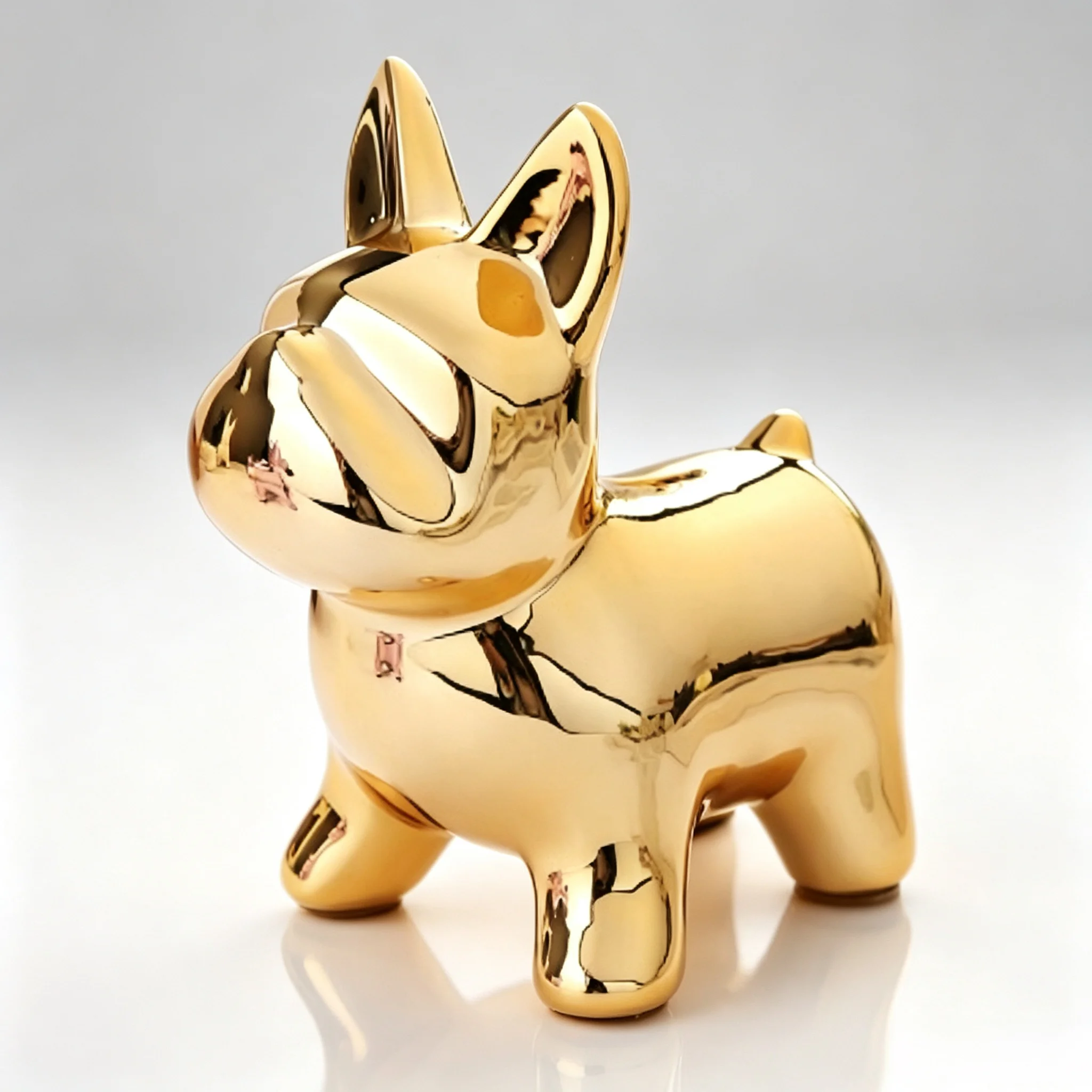 Tirelire en céramique dorée Bouledogue français, mini tirelire chien, boîte à monnaie pour enfants, pot à argent, décoration de bureau à domicile, cadeau d'anniversaire ou de fêtes