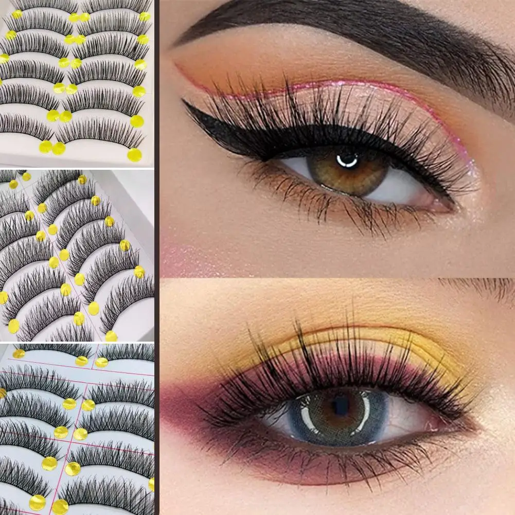 10 pares feitos à mão naturais longos cílios postiços maquiagem maquillage cílios cilios falsos cílios falsos cils