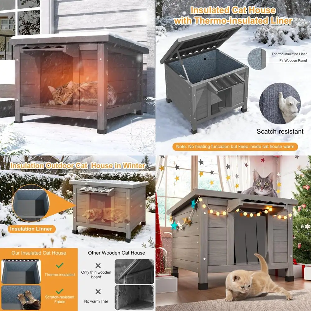 

Insulated Waterproof Feral Cat Shelter with Raised Floor - Large Outdoor Enclosure for Multiple Cats, Suitable for Multiple Feli