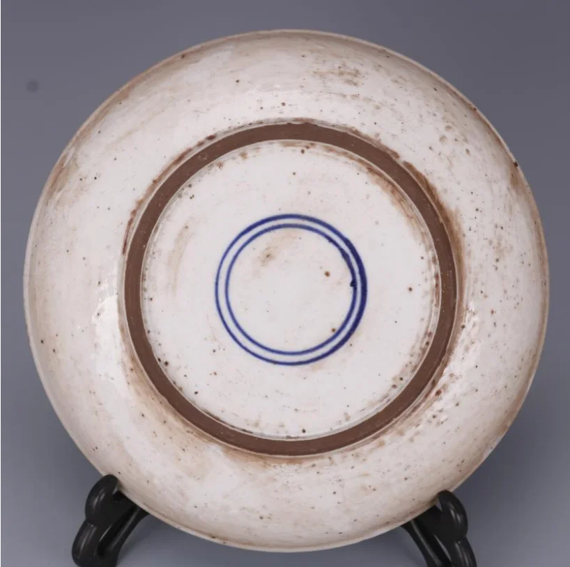 Chinese Old Blue and White Two children play Figure Pattern Porcelain Plate view 6