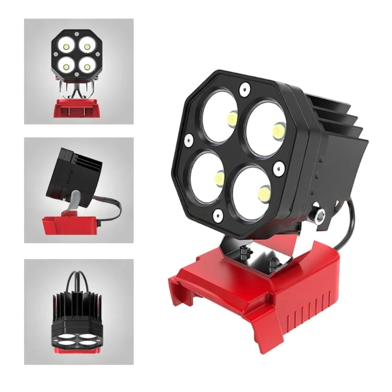 Portable LED Work Light with 4 Beads, 40W 6000LM 6500K Output, Adjustable Task Lamp for Camping, Jobsites, Garage, H8WD