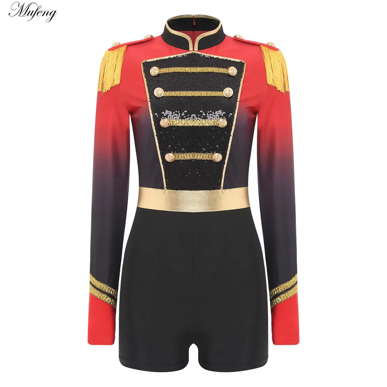 

Хэллоуин косплей цирковой костюм манежа женский градиент с блестками кисточка эполет комбинезон с длинными рукавами Boylegs комбинезон боди