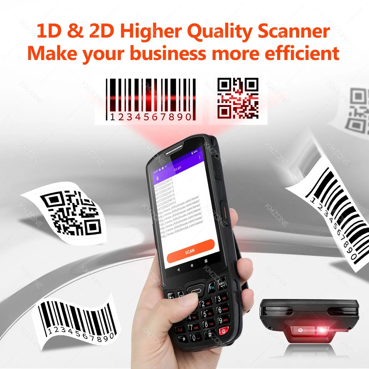 Imagem -03 - Robusto Handheld Pda Barcode Scanner Coletor de Dados Terminal Bateria 4500mah Android 13 1d 2d qr Codes Ip67 4500mah