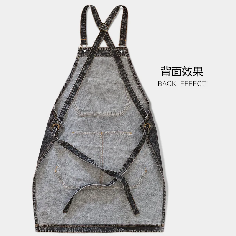 Washed Denim Apron Custom Hairdresser Painting Overalls Electrician Woodworking Apron