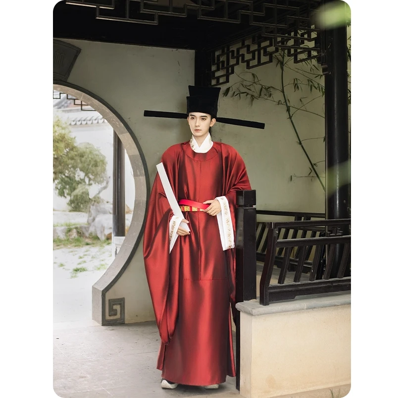 

Мужской халат Hanfu в древнем стиле династии Сун, длинное платье, древний костюм со скрытыми узорами, официальное восстановление
