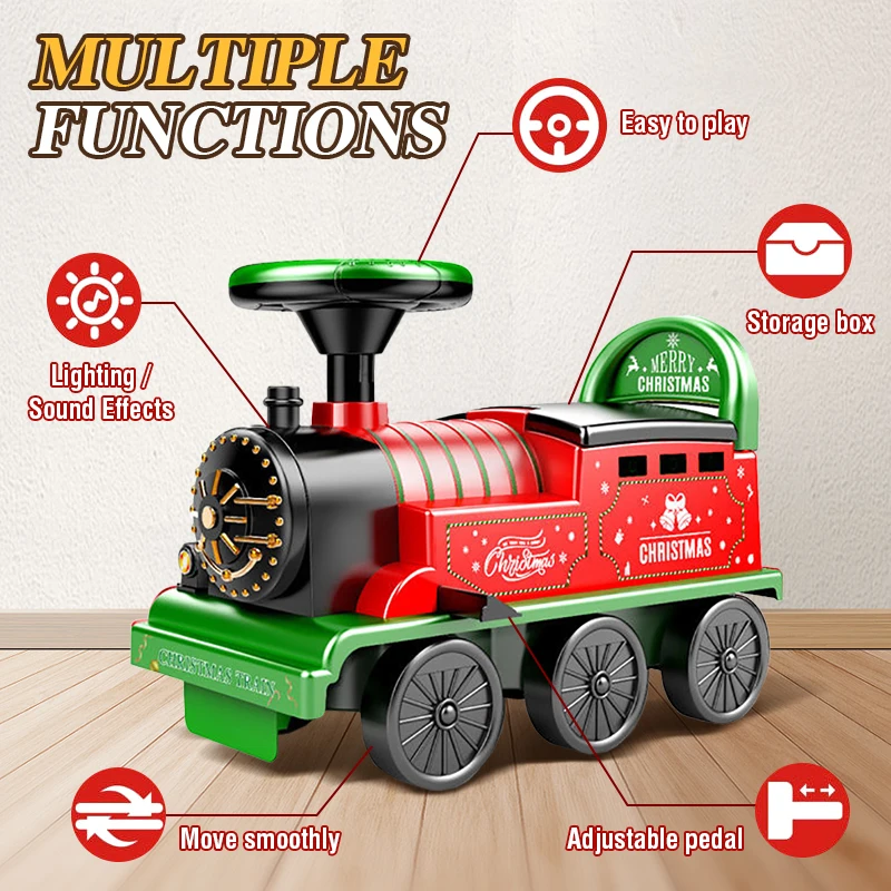 Tren eléctrico de Navidad, juguete para montar, Ailway, modelo eléctrico clásico, tren, vagón, andador para bebé, cochecito, juguetes para niños