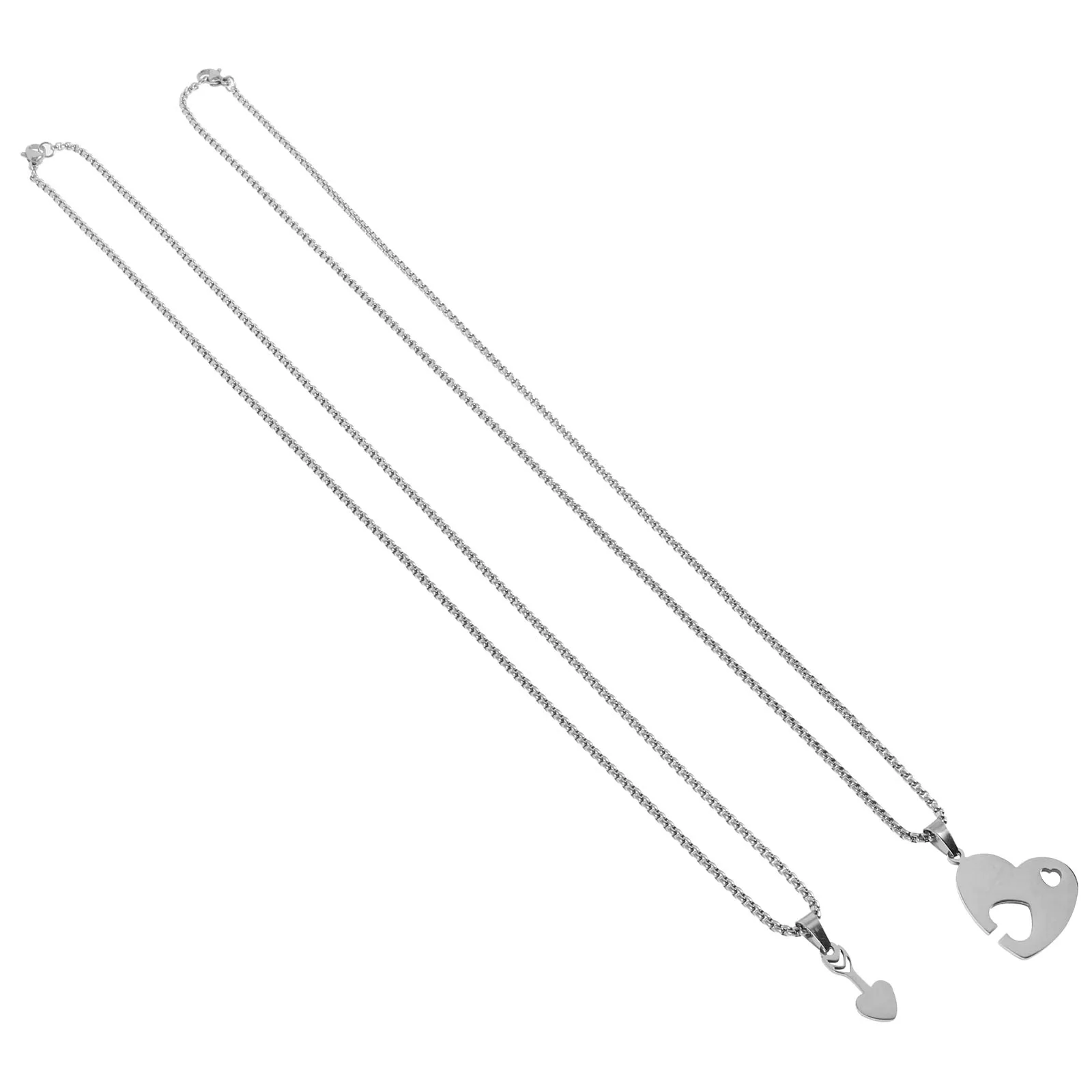 

1Set Pendant Matching Necklace Heart Couple Jewelry Set for Men Women Hanging Metal Pendant Symbolic Gift Idea