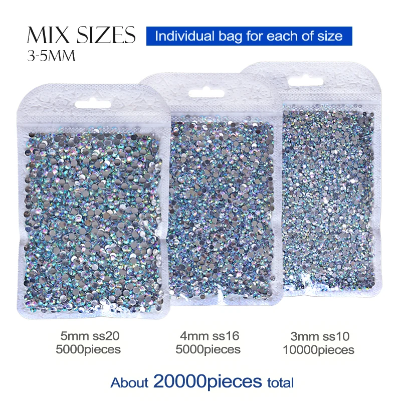 IDIYEA Bulk Wholesale 2-6mm Jelly AB Resin Non Hot Fix Rhinestones Flat Back Plastic Crystals Strass Glitters Big Package Stones