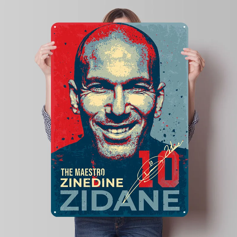 Zinedine Zidane Maestro Poster Sign Sport Poster Decoration Room Decor Custom Metal Tin Signs for Wall Art Decoration Retro Home