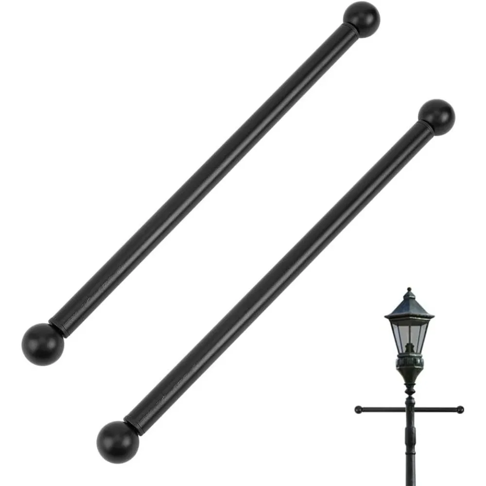 2 Sets Lamp Post Arm 14 Inch Lamppost Bar Arm Ladder Rest Arm Replacement with Removable Knobs for Outdoor Yard Street Post