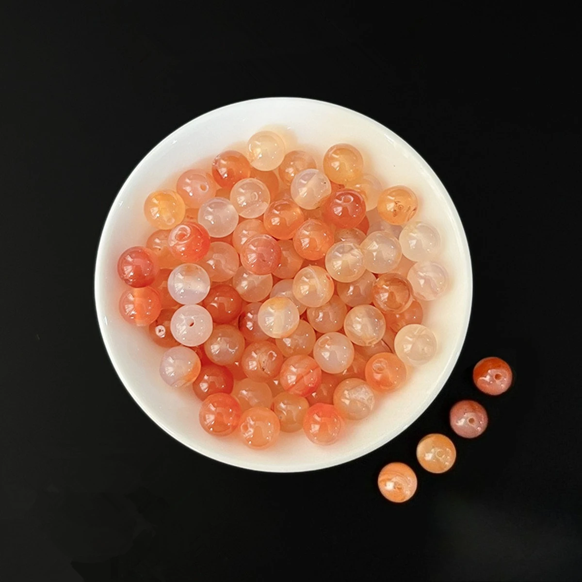 5pcs 6mm-10mm Natural Agate Beads Smooth Polished Round Loose Gemstone Not Dyed Not Enhanced
