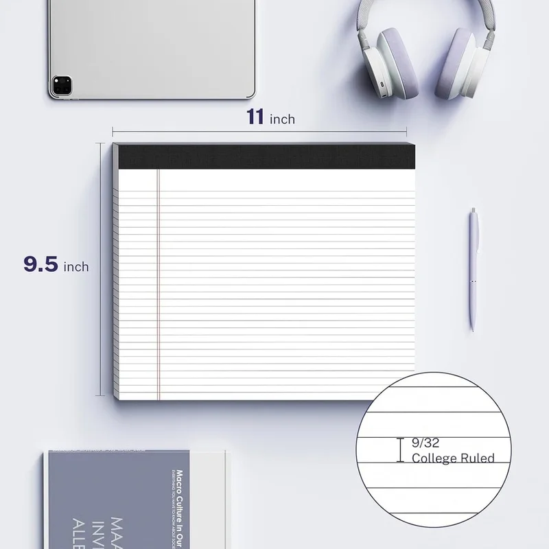 Super Sale 5 Pack Wide Legal Pads 11 X 9.5 Inch Legal Pads Colored Wide Ruled Notepads Perforated Writing Pads