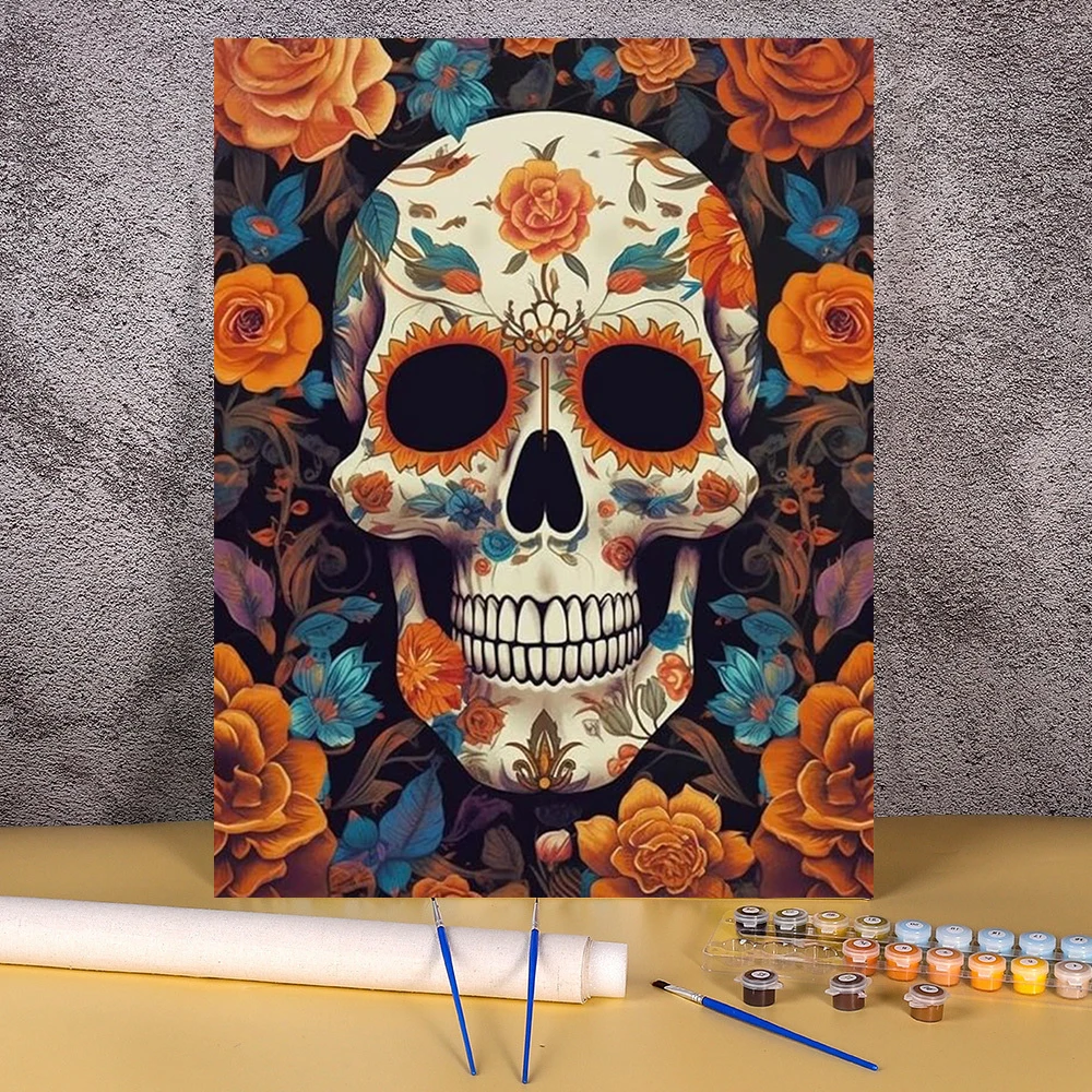 

Coloring By Numbers Painting Flowers Cartoon Skull Color Markers Modern Art Supplies Home Decoration Paintings On Number Drawing