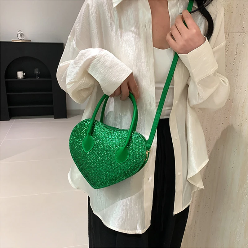 Luxury Designer drill Crossbody Bag for Ladies PU Leather Women Heart-shaped Shoulder Bags Female Evening Clutch Purse Handbags