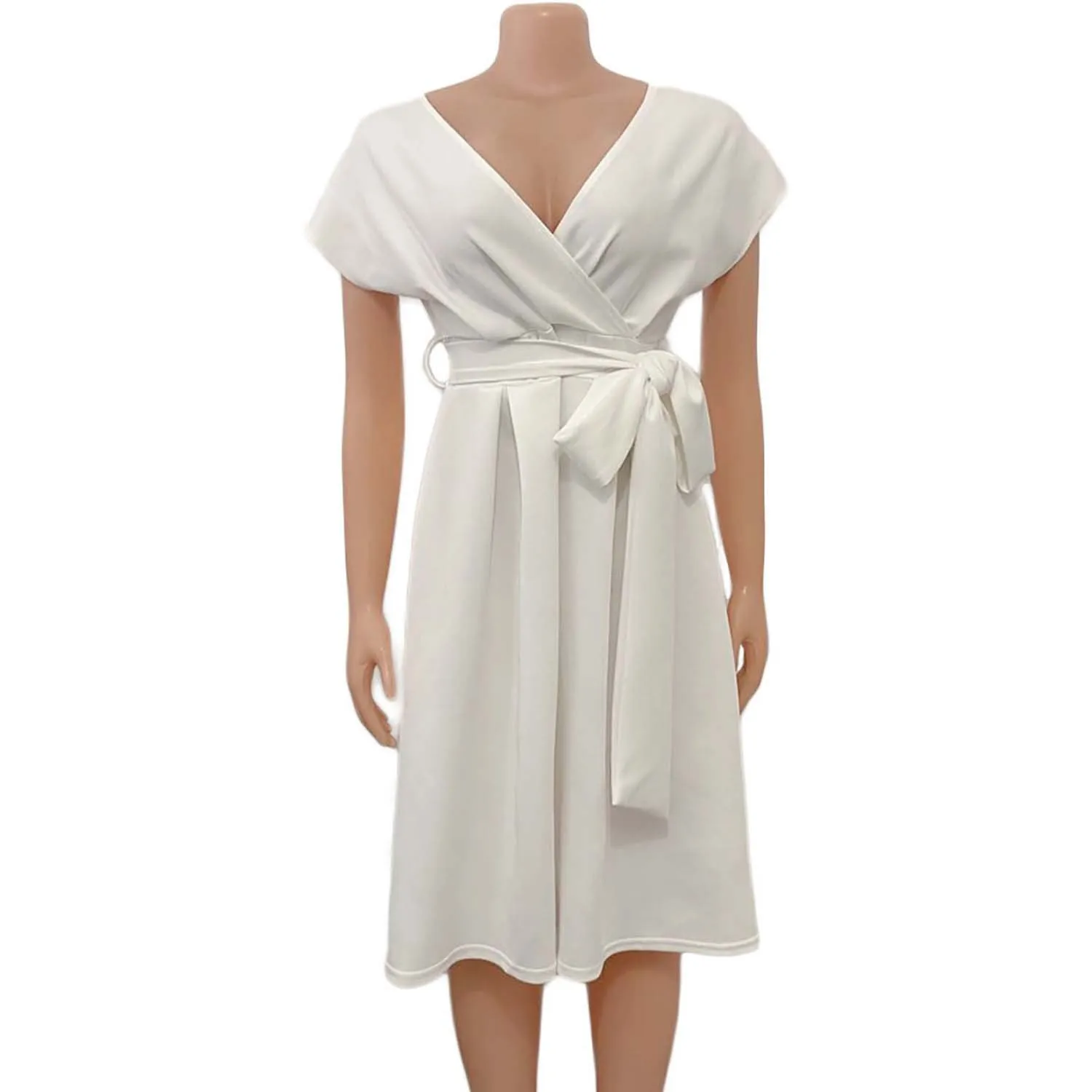 Robe de soirée à col en V pour femmes, robe trapèze, robes de soirée élégantes, sommeil court, ouvert, grand, nouveau, 2024