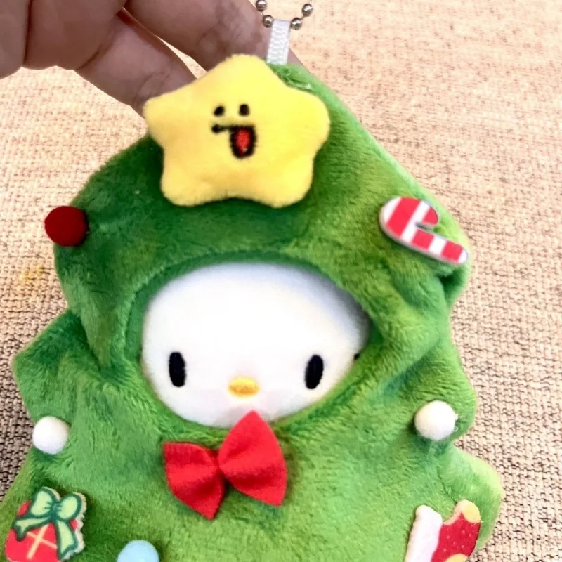 Sanrio Hello Kitty Christmas Tree Dress Up Soft Plush Pendant Car Keychain Student Travel Backpack Decoration Girl Birthday Gift