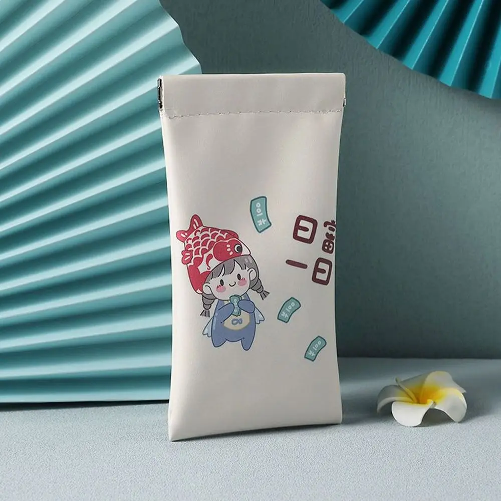 

Eyeglasses Holder Small Storage Bag Letter Cartoon Girl Sunglasses Bag Cosmetic Bag PU Leather Glasses Case Women Spring Bag