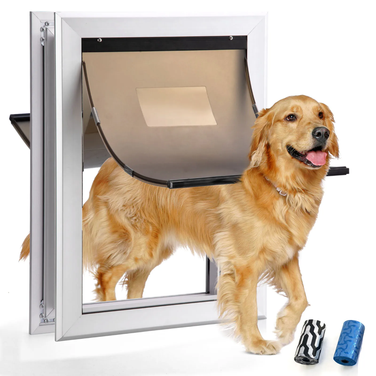 

Medium 2-flaps Pet Door for Interior and Exterior Doors, Steel Dogs Other Pet Products Sustainable Double Flap Swing Pet Door