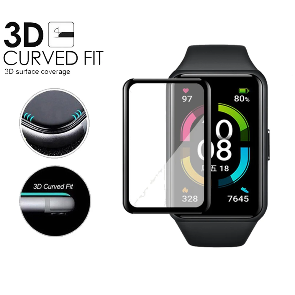 1/2pcs 3D Protective Film For Huawei Band 6 / Honor Band 6 Watch Soft Clear Composite Protective Film Full Screen Protector