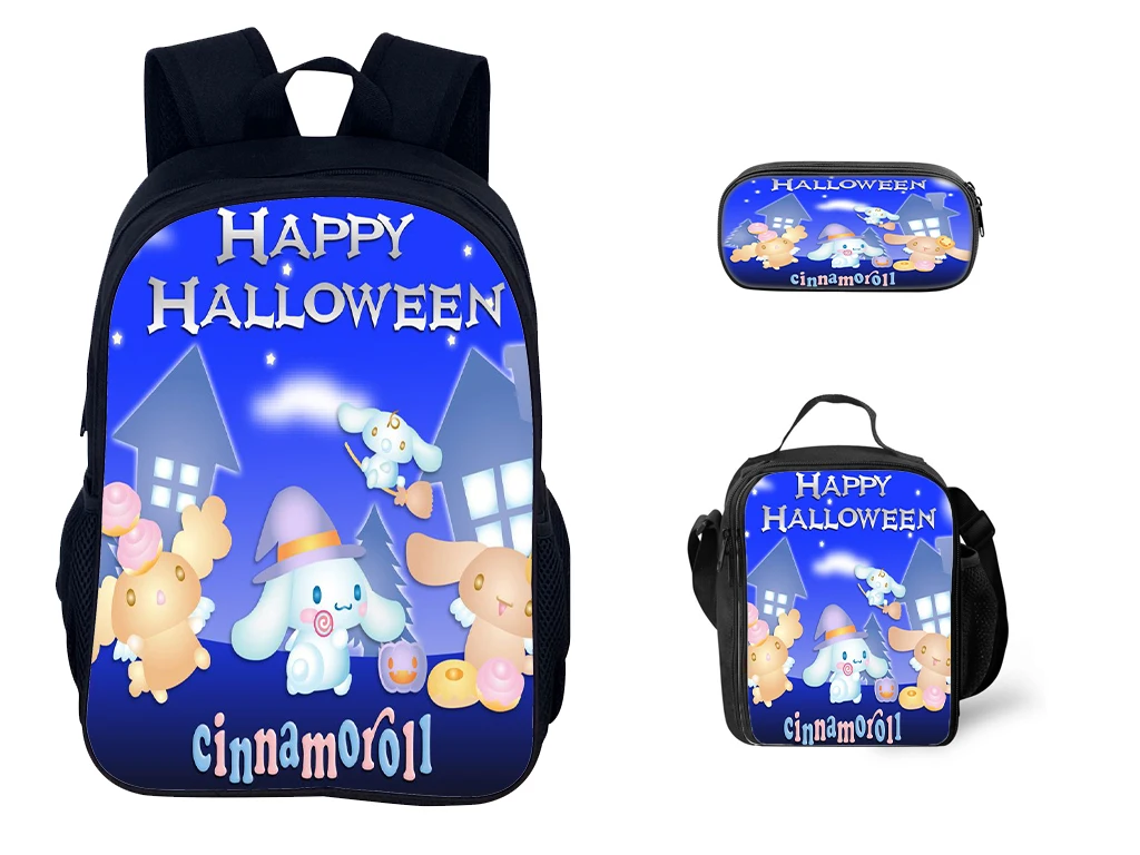 

Sanrio 3 Pieces Cinnamoroll Schoolbag+Lunch Bag+Pencil Case,Lightweight Cartoon Rucksack Waterproof Backpack for Girls